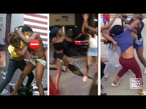 Nude black girl fights