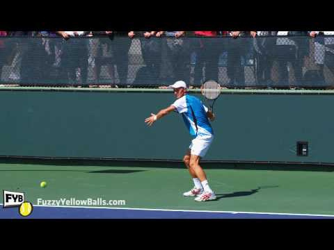 Nikolay ダビデンコ warming up in slow motion HD-- Indian Wells Pt． 18