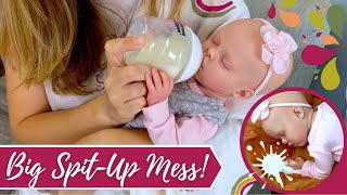 Is My Reborn Baby Sick? Feeding & Changing + Big Spit Up Mess & Clean Up With Ba