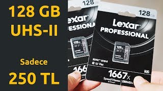 Ucuz 128GB UHS-II SD Card 250/100 MB/s