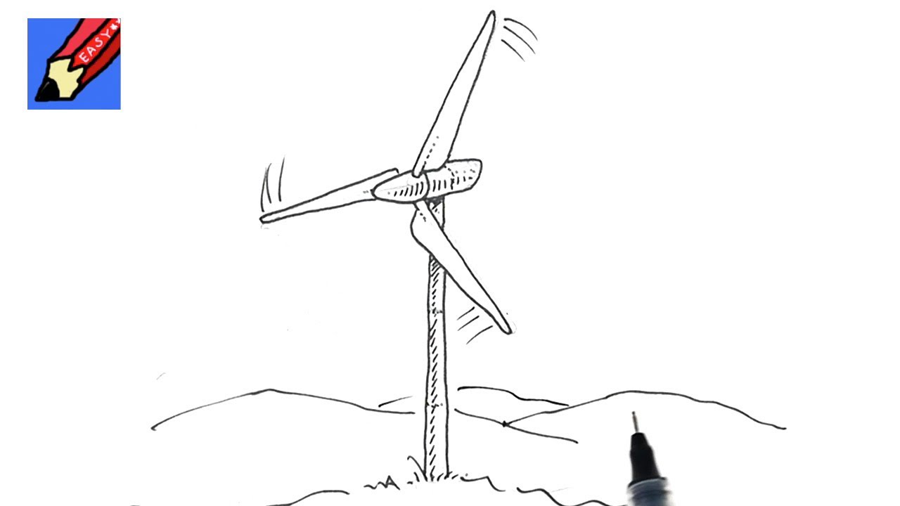 How to draw a Wind Turbine Real Easy - YouTube