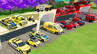 Transporting Cars, Ambulance, Police Cars, Fire Truck Of Colors With Trucks - Fs 22