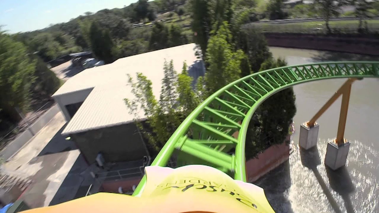 Cheetah Hunt coaster full front row POV ride-through at Busch Gardens