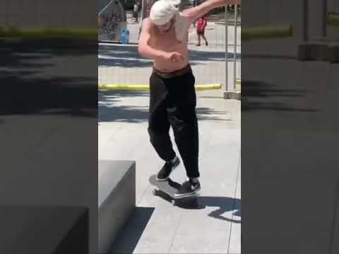 Raul Valencia skating a ledge plaza in Barcelona