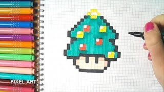 Pixel Art Hecho A Mano - Cómo Dibujar Un Árbol De Navidad En Pixel Art