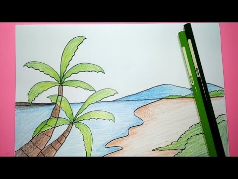 Cara mudah menggambar pemandangan pantai