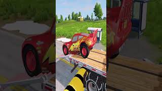 Flatbed Trailer Truck Vs Speedbumps Train Vs Cars - Tractor Vs Train Beamng.drive