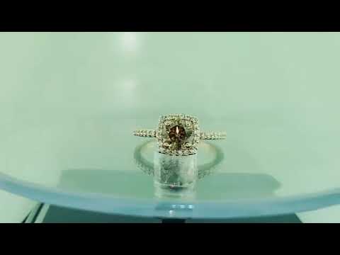 Champagne Brown Diamond Engagement Ring 14K Rose Gold Unique 1.39 Carat Certified Halo Pave Handmade Champagne Brown Diamond Engagement Ring 14K Rose Gold Unique 1.39 Carat Certified Halo Pave Handmade