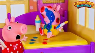 Toy Learning Video For Kids - ♥Peppa Pig♥ Babysitting Baby Alexander!