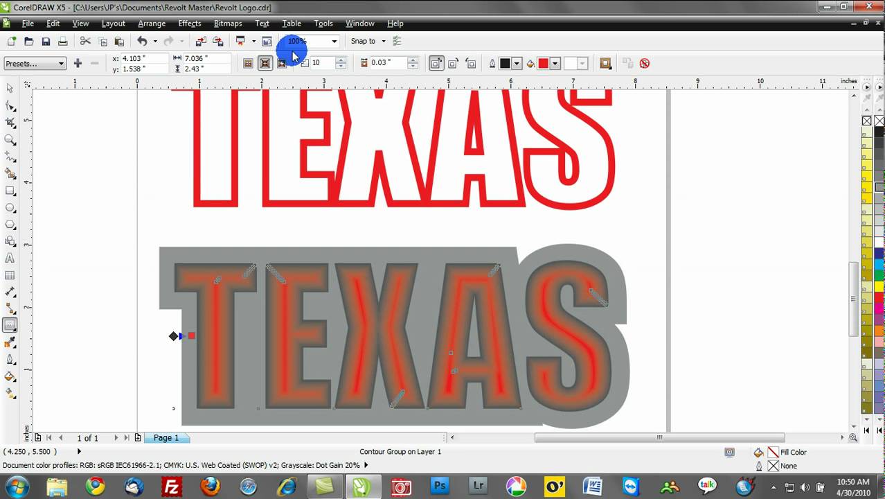 corel draw training video tutorials: Contours text effects - YouTube