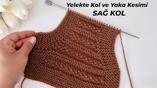 Yelekte Sağ Kol Ve Yaka Kesimi Knitting Sweater Sleeve Cut Crochet Örgü Patik