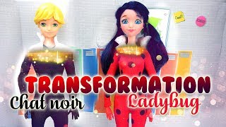 Histoires de poupées l Miraculous ladybug l Transformation en Ladybug et Chat noir