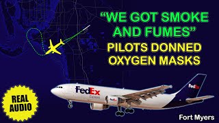Smoke And Fumes In The Cabin. Emergency Landing. Fedex Airbus A306 Returns To Fort Myers. Real Atc
