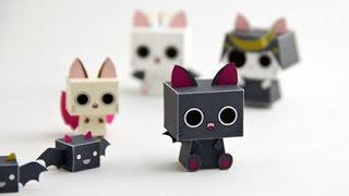??DIY - Nyanpire Cube Cat Paper Toy - Anime Kawaii Cat -Pepakura *free pdf **step by step