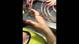 Part 2 Extremely long nails polishing in pink, Kathy Jordan Part 2 Extremely long nails polishing in pink, Kathy Jordan