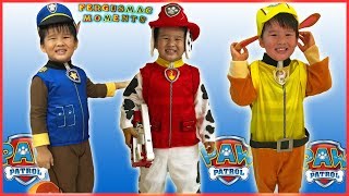 Paw Patrol Chase, Marshall And Rubble Party Costume For Kids Unpacking And Fitting