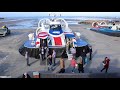 DRIFTING Hovercraft power&speed into Ryde at Isle of Wight;LOW TIDE;SEE PASSENGERS come out!