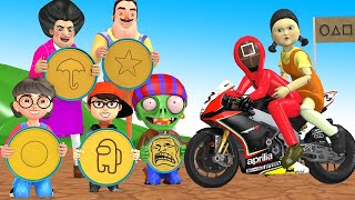 Squid Game 오징어 게임 Vs Scary Teacher 3D - Miss T Troll Zombie Destroy Honeycomb Candy Challenge