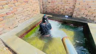 Beautiful Village Girlbathing At The Tubewell