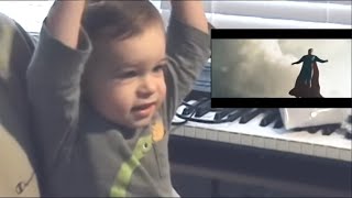 La reacción de un bebé al ver volar a Man of Steel