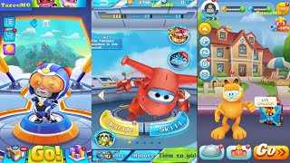 Talking Tom Hero Dash Vs Super Wings Jett Run Vs Garfield Rush Gameplay