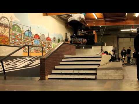 theotis beasley at paul rodriguez warehouse warming up for the mountain dew photo shoot