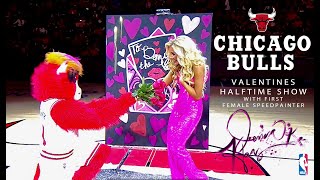 The Chicago Bulls Valentines Day Halftime Performance Painting by Speedpainter Jessica Haas
