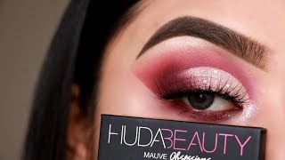 Huda Beauty Mauve Obsessions Palette Makeup Tutoral Glittery Eye Makeup Glaminfusion
