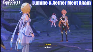 Genshin Impact - Aether Meets Lumine Again After Losing Her (Reunion)