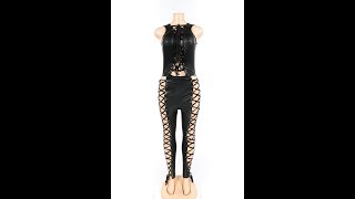 Sexy slim strap chicken eye zipper jumpsuit night clothing Wholesale Jumpsuits
