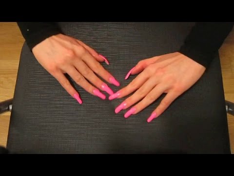 Back scratching with long pink nails