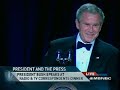 Title:President Bush Makes Fun of Himself (really) Description:Brief Overview of Congressman Paul's Record<br /><br />* He has never voted to raise taxes. <br />* He has never voted for an unbalanced budget. <br />* He has never voted for a federal restriction  on gun ownership. <br />* He has never voted to raise congressional pay. <br />* He has never taken a government-paid junket. <br />* He has never voted to increase the power of the executive branch. <br />* He voted against the Patriot Act. <br />* He voted against regulating the Internet. <br />* He voted against the Iraq war. <br /><br />* He does not participate in the lucrative congressional pension program.<br /><br />* He returns a portion of his annual congressional office budget to the U.S. treasury every year. <br /><br />Congressman Paul introduces numerous pieces of substantive legislation each year, probably more than any single member of Congress.<br /><br />Learn more about Ron: http://www.ronpaul2008.com/<br /><br />President Bush breaks out his standup routine at the White House correspondents dinner (March 29)