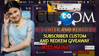 Live Free Fire Girl Live Stream Uid Check And Reaction Miss Maina