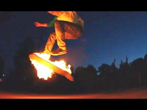 Skateboarding On FIRE! Flaming Tre Flip, Bigspin Front Board and More