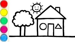 Bolalar Uchun Uy Va Daraxtlarning Rasmini Qanday Chizish Mumkin. How To Draw A Picture Of A House