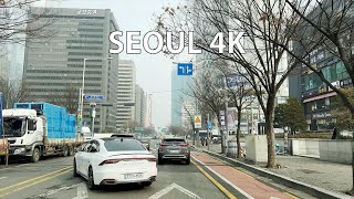 Seoul 4K - South Korean Wall Street - Driving Downtown