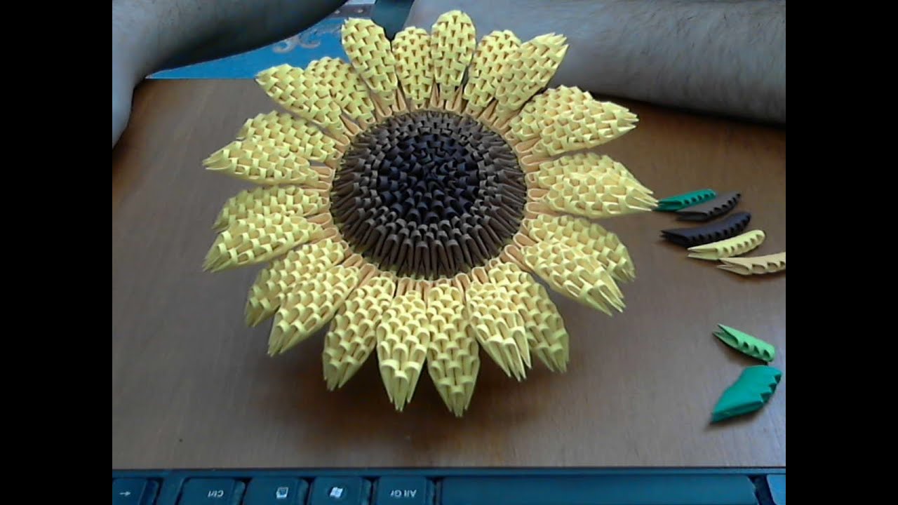 How to make 3D Origami Sunflower part1 YouTube