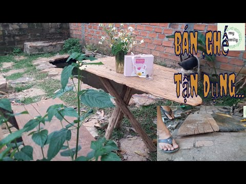 tận dụng củi làm bàn ghế ngồi uống nước , #familyvlog