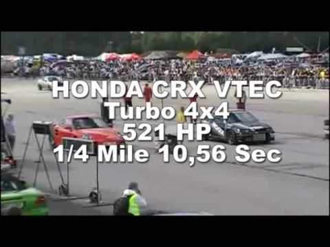 Honda CRX VTEC Turbo 4x4 521 hp 1 4 mile 1056 sec cut by carmoviesde