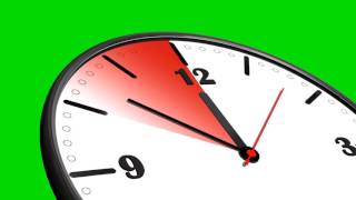 Clock Time Laps 10 To 12 Clock -  20 Sec. Animation On Green Screen - Free Use