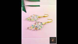 Confetti Leaf Dangle Earrings Clear Acrylic Glitter Autumn Jewelry