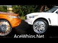 AceWhips.NET- Outrageous N White Infiniti Tag Team FX's on 30" DAVIN TWSTD Floaters