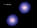 2 Spiral Galaxies w/Supermassive Black Holes Collide