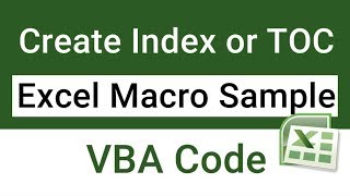 Create Index In Excel Using Macro Vba Code To Create Table Of Contents In Excel