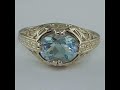 Circa 1920's Vintage 2.75 ct Art Deco Aquamarine Ring Solid 14k Gold Auctioned on eBay $1 No Reserve