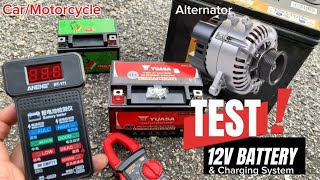 How To Test 12V Battery Level & Alternator Charging System Condition Aneng Bt-171 12V Battery Test