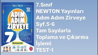 7.Sinif Newton Adim Adim S.5-6 Tam Sayilarla Toplama Ve Çikarma İşlemi̇ Test-1