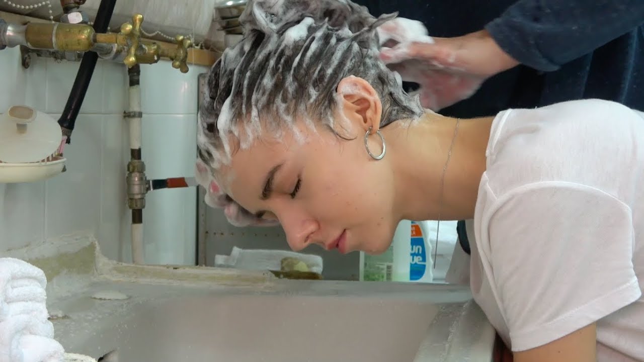 Salon backwards shampoo