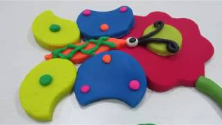 Learn colors with play doh videos, how to make rainbow colors with clay doh Butterfly