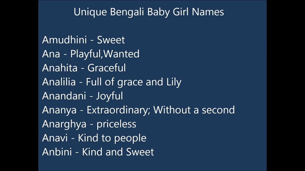 Bengali Baby Girl Name